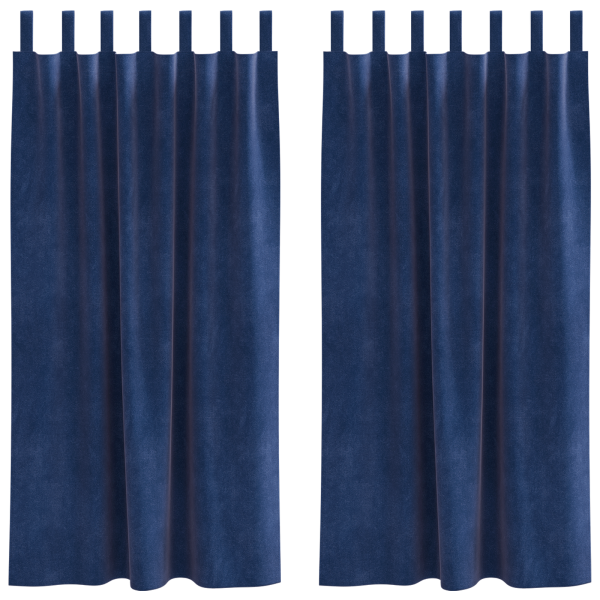 Cortinas opacas con trabillas de colgar 2 pzas terciopelo azul M 2