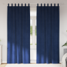 Cortinas Blackout  com Laços de Suspensão 2 pcs Veludo Azul Escuro 1