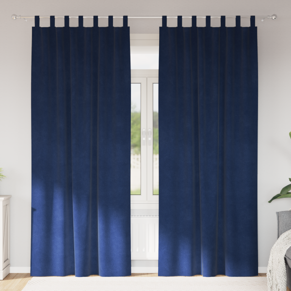 Cortinas opacas con trabillas de colgar 2 pzas terciopelo azul D