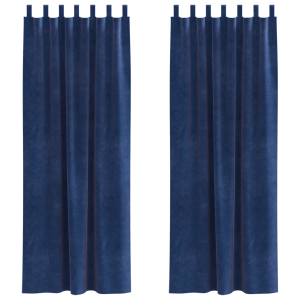Cortinas opacas con trabillas de colgar 2 pzas terciopelo azul H