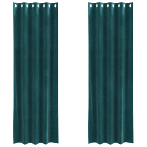 Cortinas Blackout com Ilhós 2 pcs Veludo Verde Escuro H