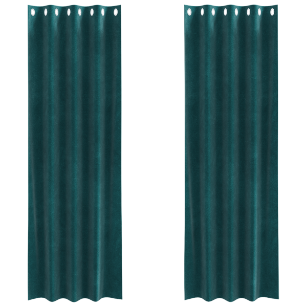 Cortinas blackout  com ilhós 2 pcs Veludo Verde Escuro M 2