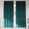 Cortinas opacas con cinta superior 2 piezas terciopelo verde 1