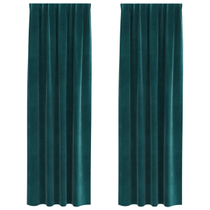 Cortinas Blackout  com fita de topo 2 pcs Veludo Verde Escuro H