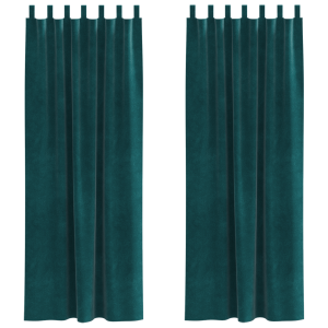 Cortinas opacas con trabillas de colgar 2 pzas terciopelo verde H