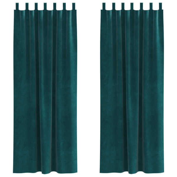 Cortinas Blackout  com Laços de Pendura 2 pcs Verde Escuro Veludo M 2