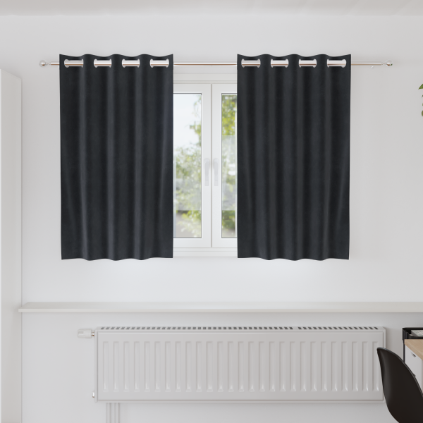 Cortinas opacas con ojales 2 piezas de terciopelo gris oscuro D