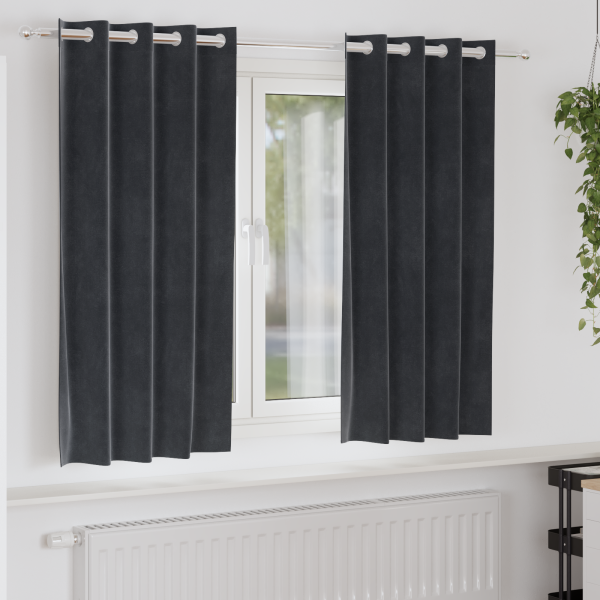 Cortinas opacas con ojales 2 piezas de terciopelo gris oscuro D