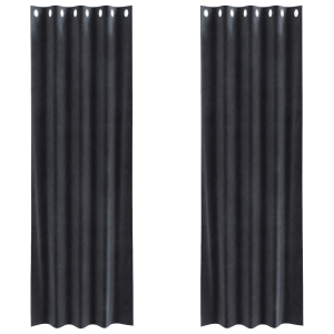 Cortinas Blackout  com Ilhós 2 pcs Veludo Cinza Escuro H
