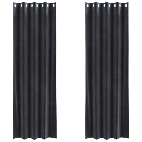 Cortinas Blackout com Ilhós 2 pcs Cinza Escuro Veludo M 2