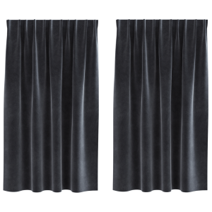 Cortinas opacas cinta superior 2 piezas terciopelo gris oscuro H