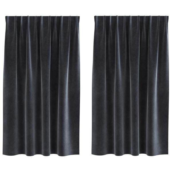 Cortinas Blackout  com fita superior 2 pcs Cinza Escuro Veludo M 2