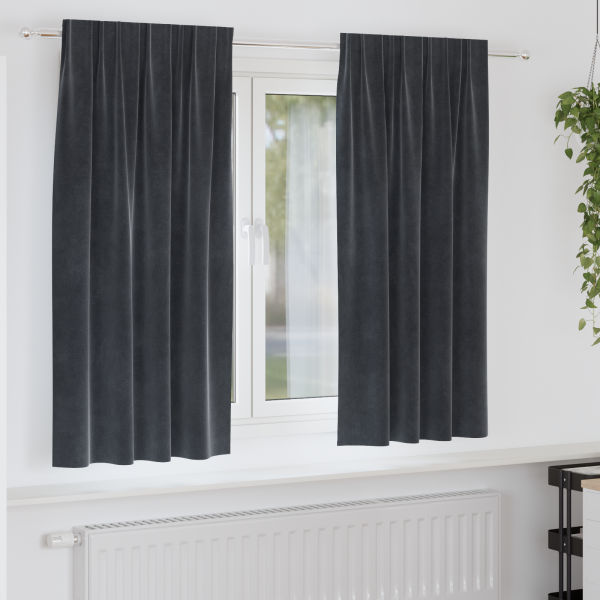 Cortinas opacas cinta superior 2 piezas terciopelo gris oscuro D