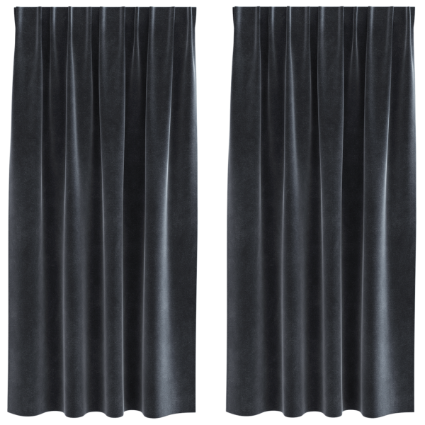 Cortinas opacas cinta superior 2 piezas terciopelo gris oscuro M 2