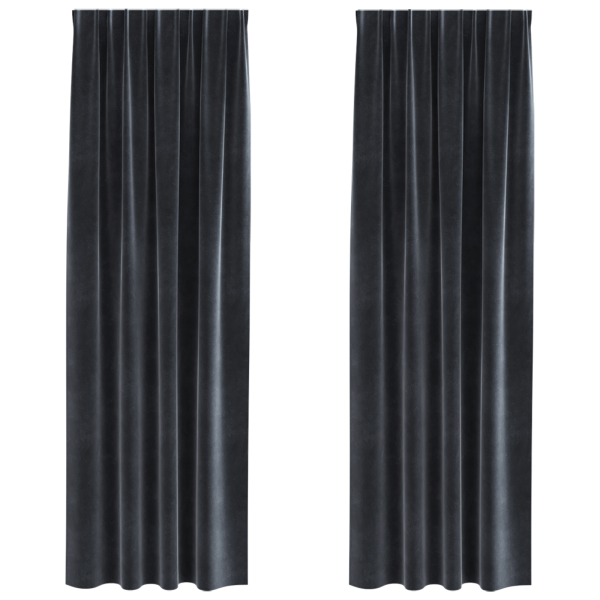 Cortinas opacas cinta superior 2 piezas terciopelo gris oscuro M 2