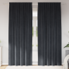 Cortinas Blackout  com fita superior 2 pcs Cinza Escuro Veludo 1