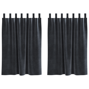 Cortinas Blackout  com Laços de Suspensão 2 pcs Cinza Escuro Veludo H