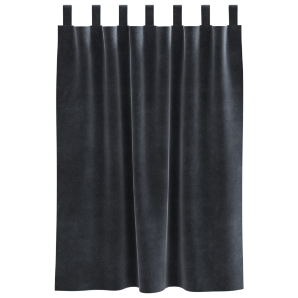 Cortinas opacas con trabillas 2 piezas terciopelo gris oscuro M 3