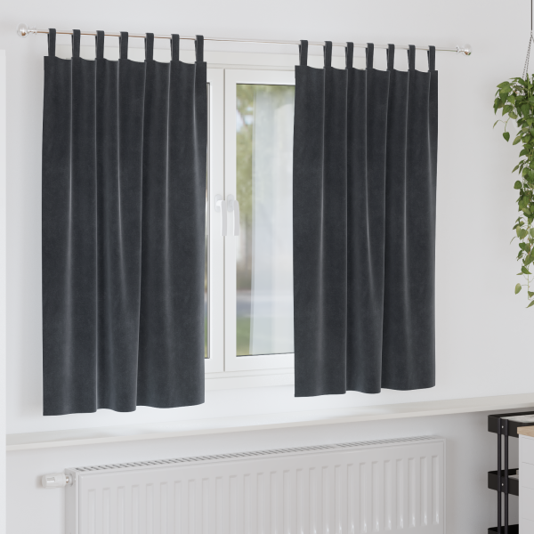 Cortinas opacas con trabillas 2 piezas terciopelo gris oscuro D