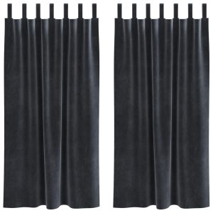 Cortinas Blackout  com laços de pendurar 2 pcs Cinza Escuro Veludo H