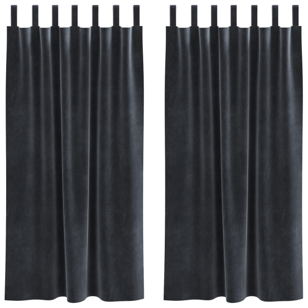 Cortinas Blackout  com laços de pendurar 2 pcs Cinza Escuro Veludo M 2
