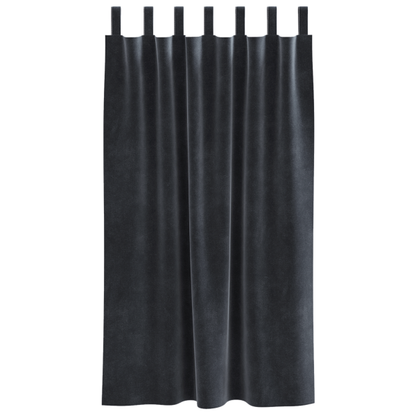 Cortinas Blackout  com laços de pendurar 2 pcs Cinza Escuro Veludo M 3