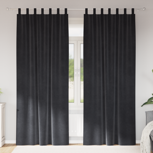 Cortinas opacas con trabillas 2 piezas terciopelo gris oscuro D