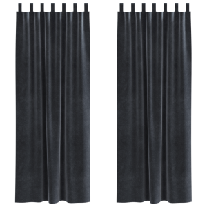 Cortinas opacas con trabillas 2 piezas terciopelo gris oscuro H