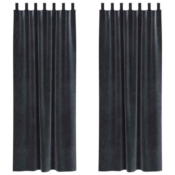 Cortinas Blackout  com Laços Suspensos 2 pcs Cinza Escuro Veludo M 2