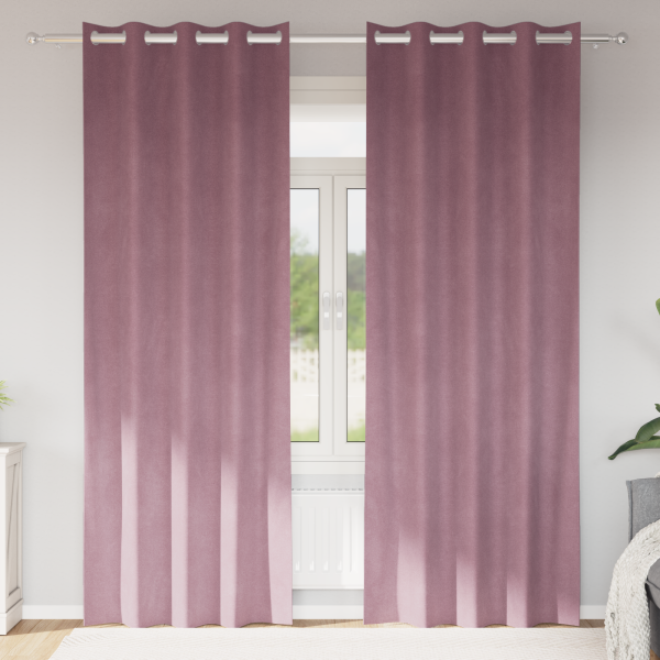 Cortinas opacas con ojales 2 piezas de terciopelo rosa oscuro D