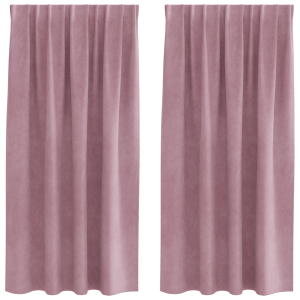 Cortinas opacas cinta superior 2 piezas terciopelo rosa oscuro H