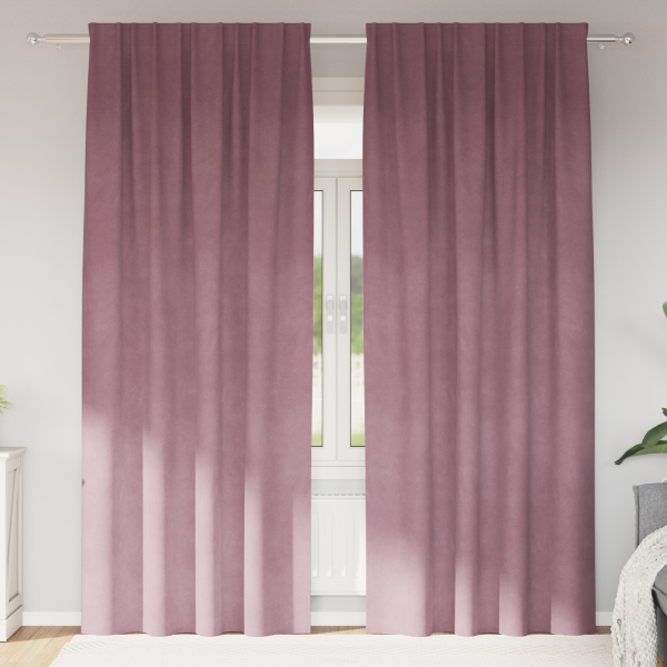 Cortinas opacas cinta superior 2 piezas terciopelo rosa oscuro D