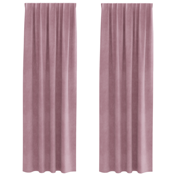 Cortinas opacas cinta superior 2 piezas terciopelo rosa oscuro M 2