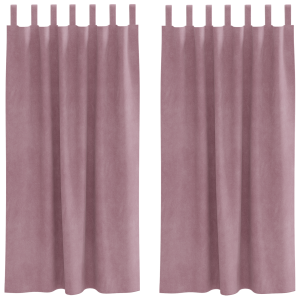 Cortinas Blackout  com Laços para Pendurar 2 pcs em Veludo Rosa Escuro H
