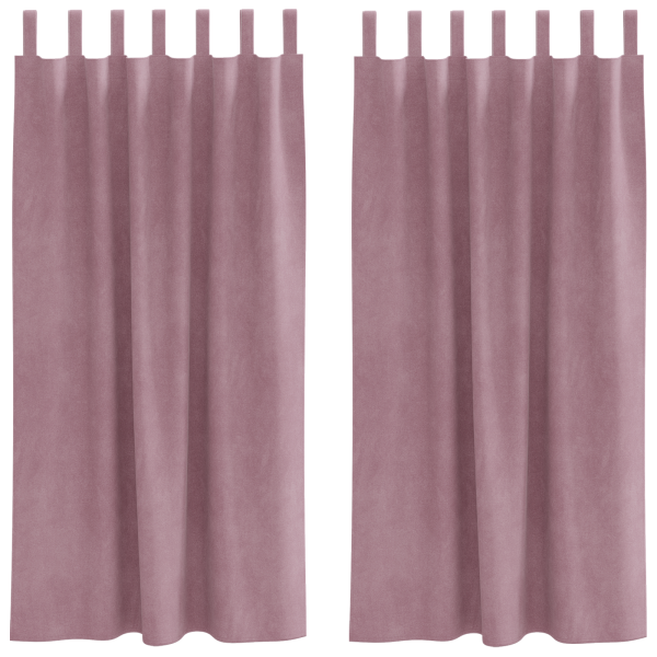 Cortinas opacas con trabillas 2 piezas terciopelo rosa oscuro M 2