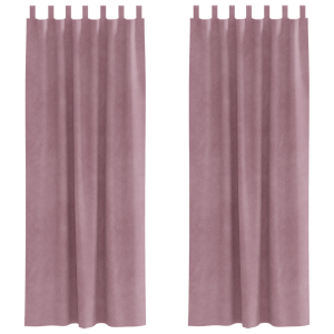 Cortinas opacas con trabillas 2 piezas terciopelo rosa oscuro H