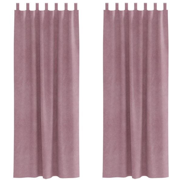 Cortinas opacas con trabillas 2 piezas terciopelo rosa oscuro M 2