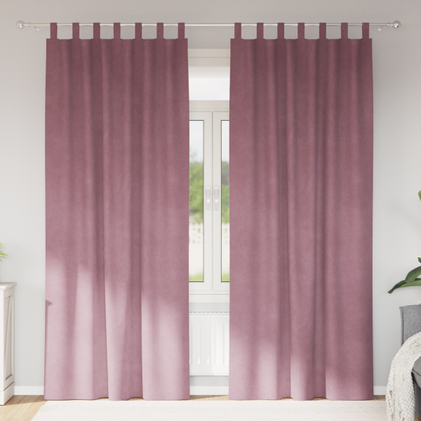 Cortinas opacas con trabillas 2 piezas terciopelo rosa oscuro D
