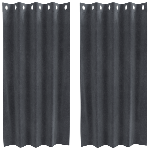 Cortinas Blackout  com Ilhós 2 pcs Veludo Cinza Claro M 2