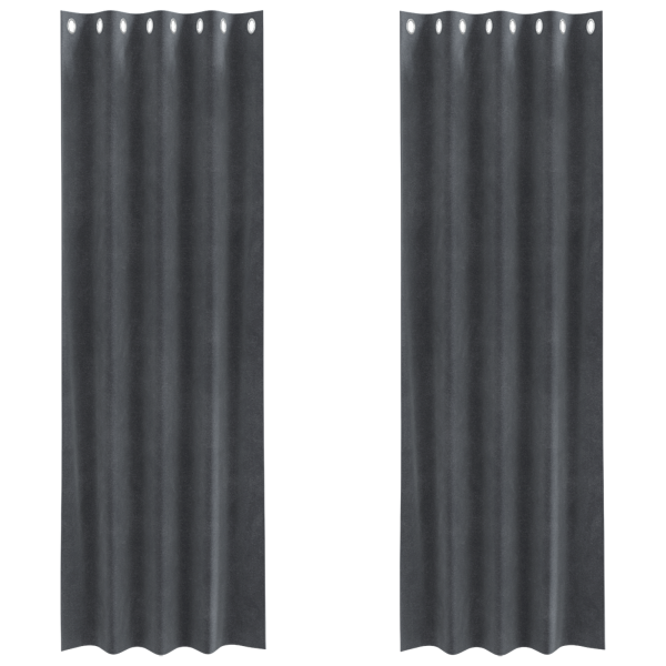 Cortinas Blackout com Ilhós 2 pcs Veludo Cinza Claro M 2