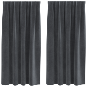 Cortinas opacas cinta superior 2 piezas terciopelo gris claro H