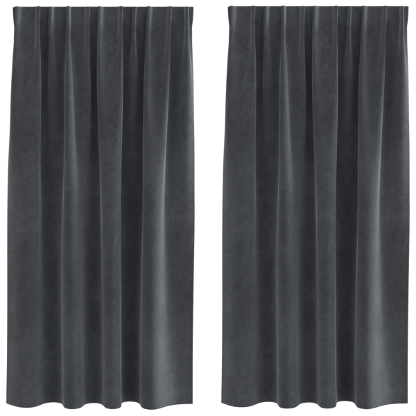 Cortinas opacas cinta superior 2 piezas terciopelo gris claro M 2