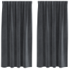 Cortinas Blackout  com fita na parte superior 2 pcs Veludo Cinza Claro 2