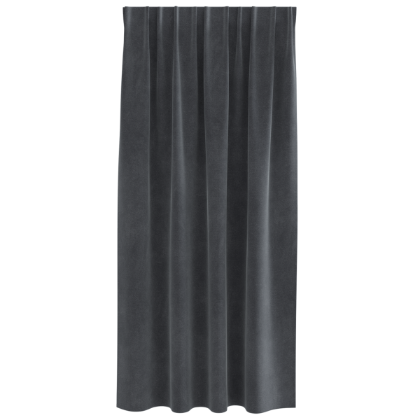 Cortinas opacas cinta superior 2 piezas terciopelo gris claro M 3