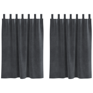 Cortinas opacas con trabillas 2 piezas terciopelo gris claro H