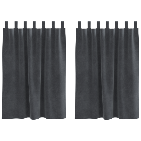 Cortinas opacas con trabillas 2 piezas terciopelo gris claro M 2
