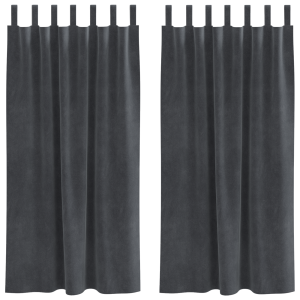 Cortinas opacas con trabillas 2 piezas terciopelo gris claro H