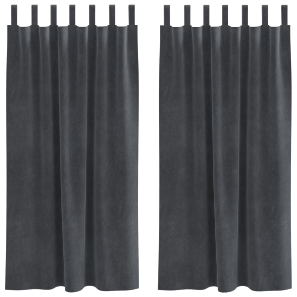 Cortinas opacas con trabillas 2 piezas terciopelo gris claro M 2