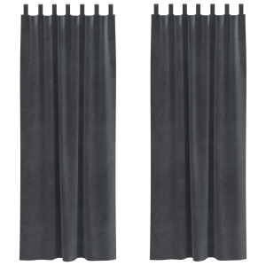 Cortinas opacas con trabillas 2 piezas terciopelo gris claro H
