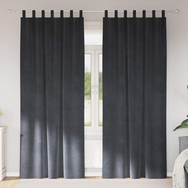 Cortinas opacas con trabillas 2 piezas terciopelo gris claro D